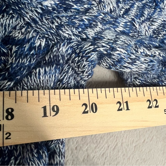 Land's End Drifter Sweater Women's Large Chunky Marled Knit Pullover Preppy Blue - Picture 7 of 8